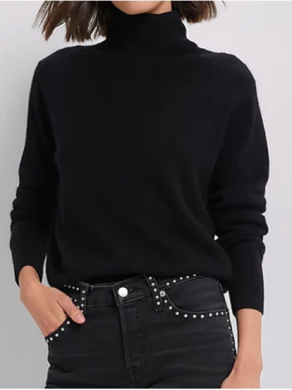Hudson North size Small 100% cashmere Black Turtleneck Sweater Women